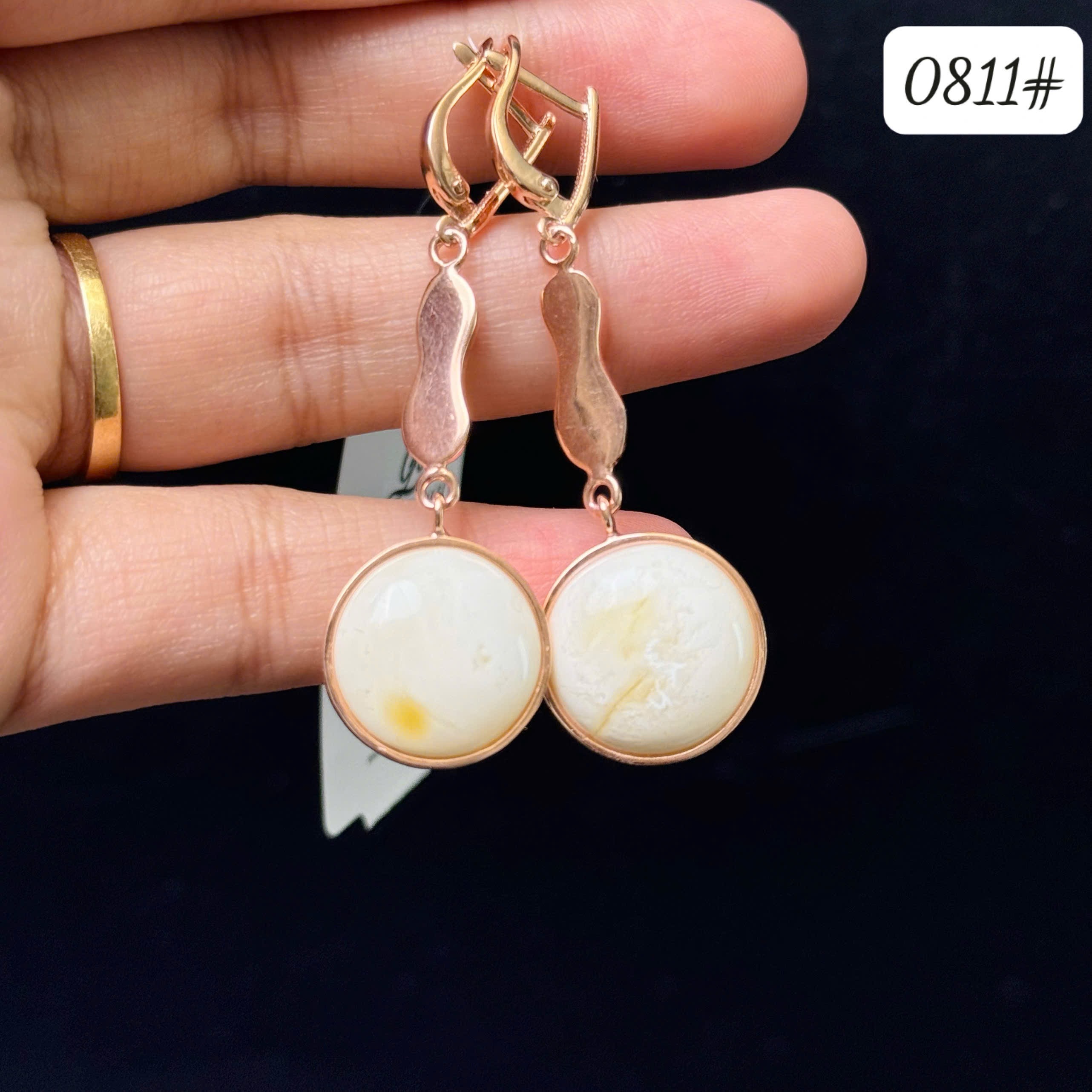 Bông tai bạc trắng sữa 0811