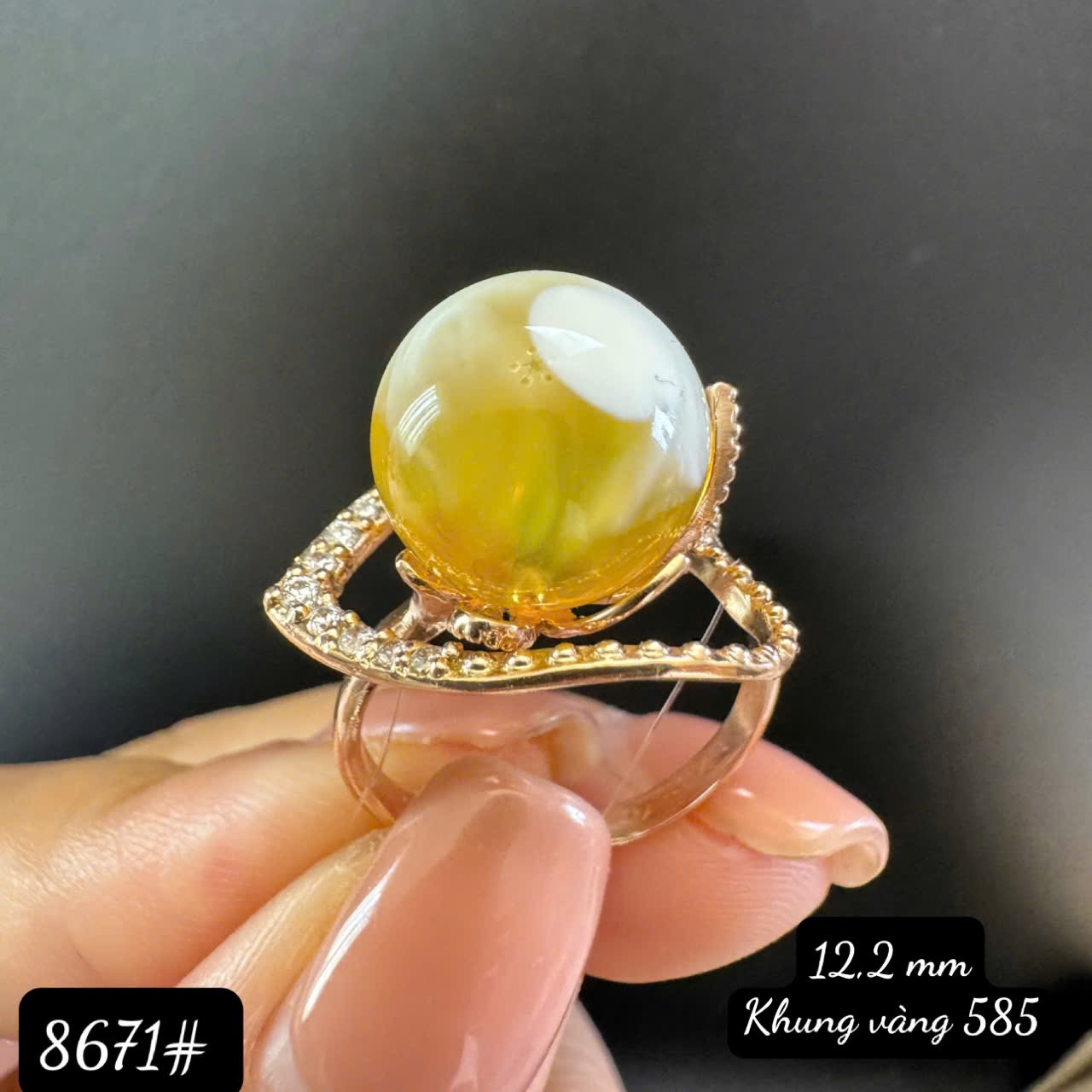 Nhẫn mật bạch ánh xanh 8671