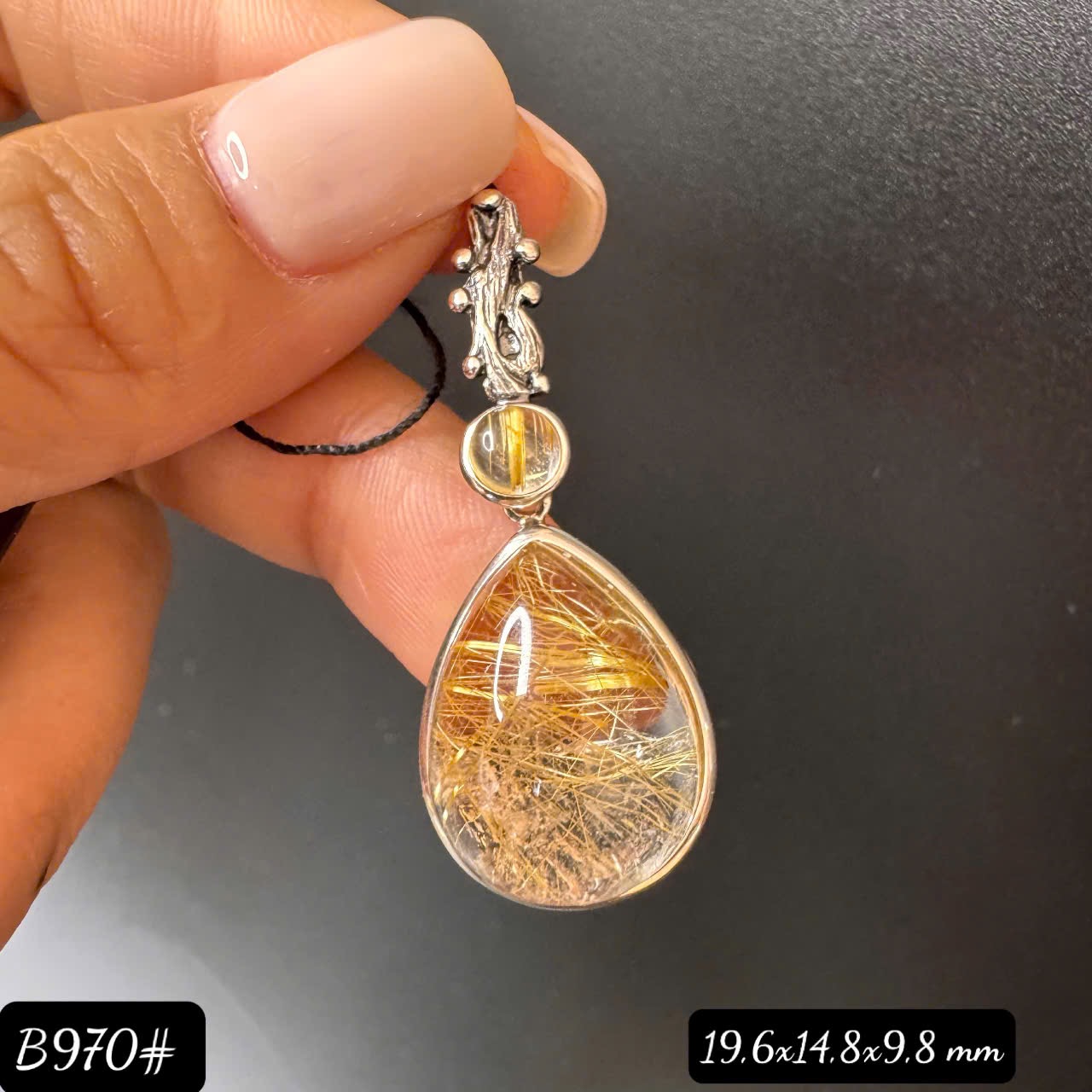 Mặt dây thạch anh tóc vàng B970