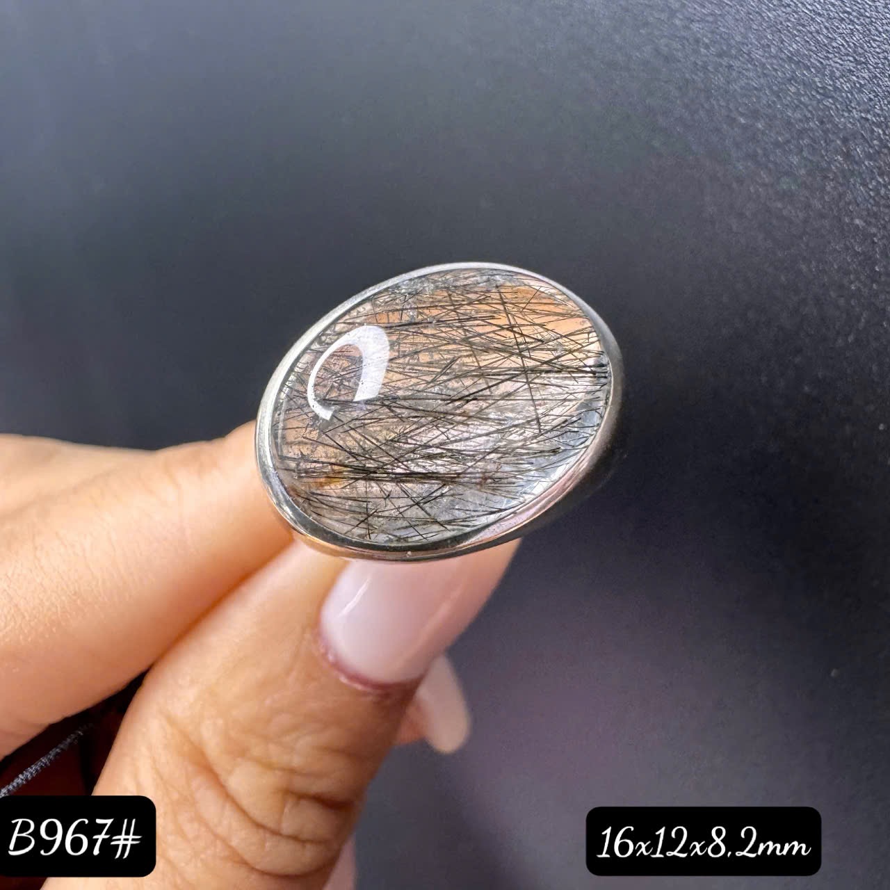 Nhẫn thạch anh tóc đen B967