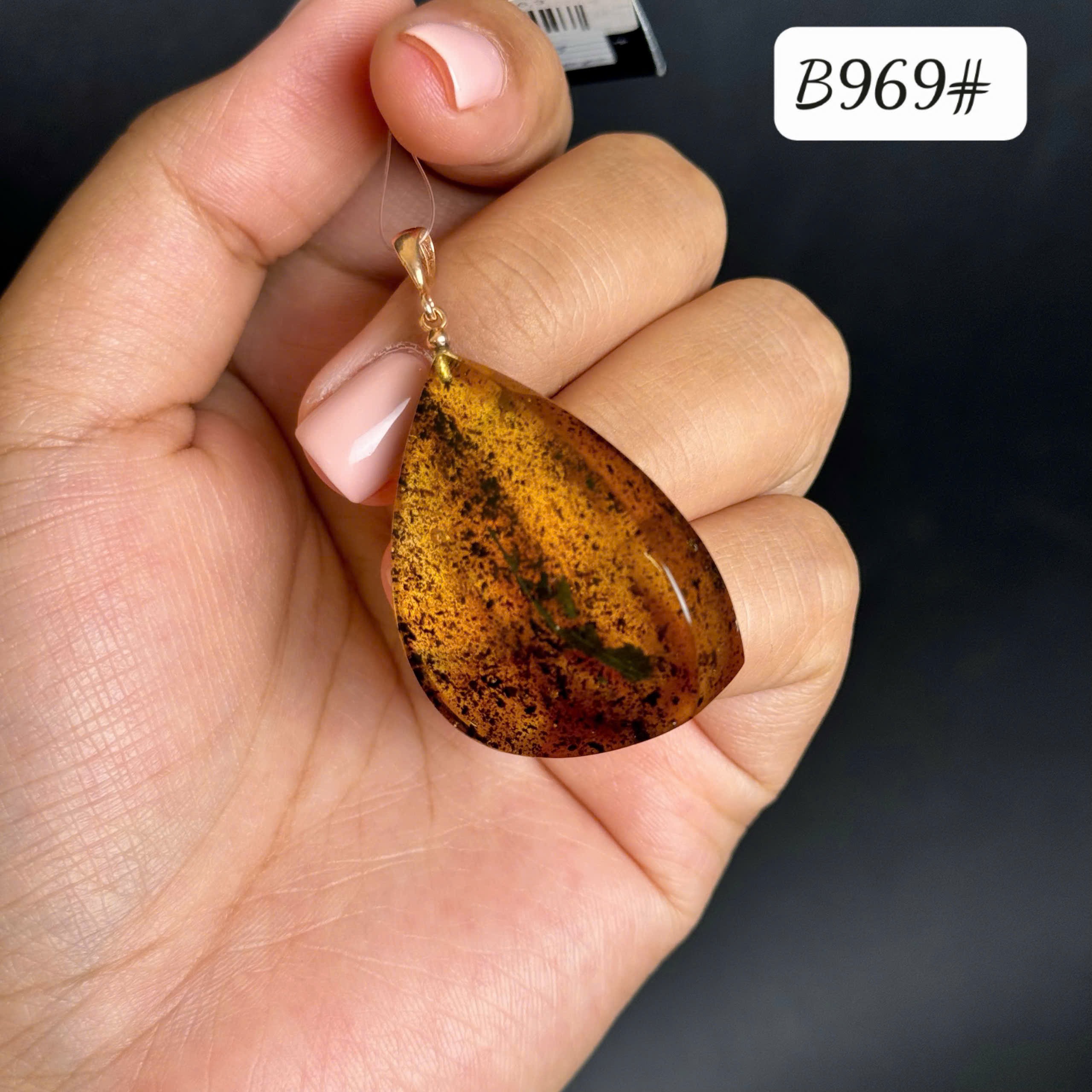 Mặt dây rêu hình lá chốt bạc B969